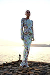 Shiny Sequins Backless Split Long Maxi Dress
