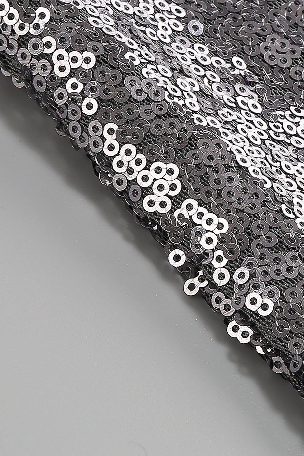 Silver Halter Sleeveless Sequined Folds Split Maxi Dress