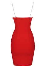 Sparkly Diamond Strappy Red Bandage Dress - Chicida