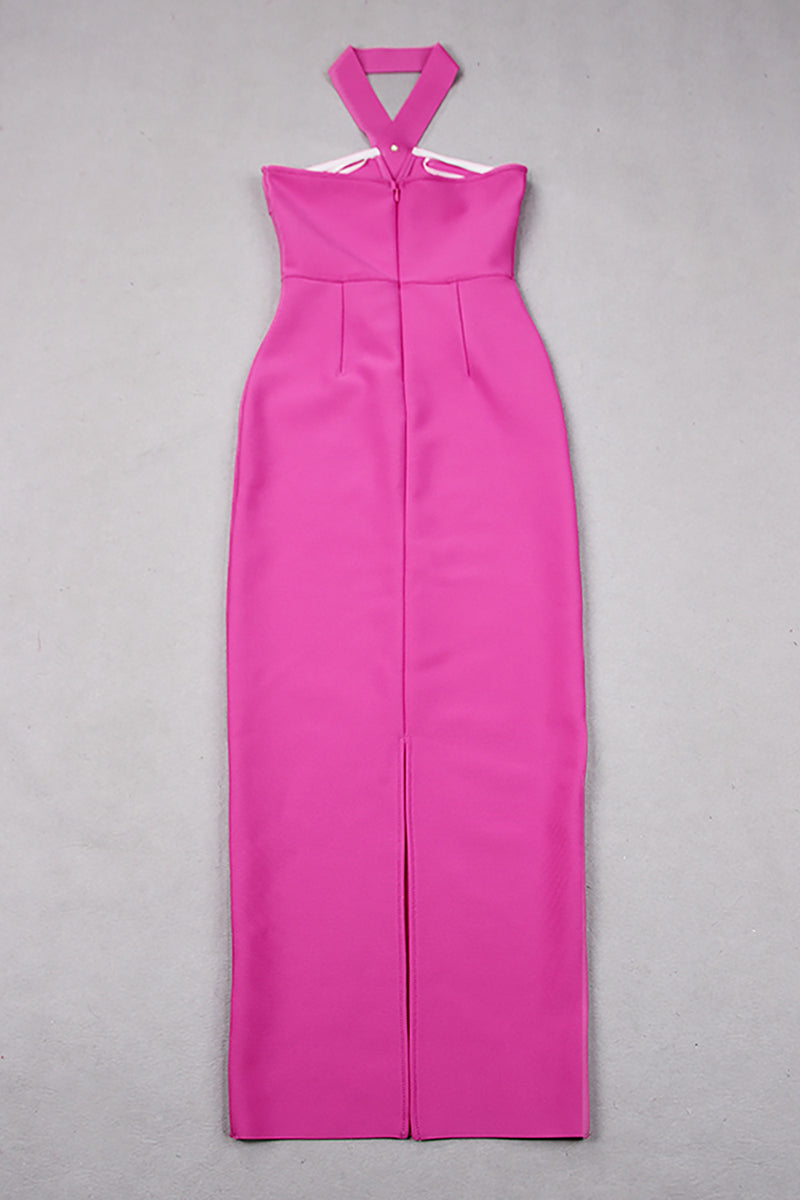 Strapless Bow Midi Bandage Dress in Pink