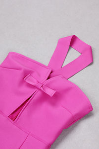Vestido midi ajustado con lazo sin tirantes en rosa