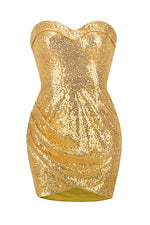 Strapless Sequin Mini Dress In Gold