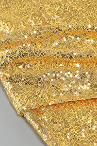 Mini-robe bustier à sequins en or
