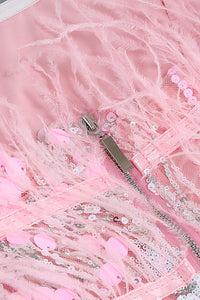 Robe bustier à paillettes brillantes en rose