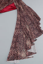 Strapless Skinny Leopard Print Pleated Mini Dress In Brown