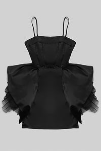 Mini-robe corsetée en faille de soie à bretelles