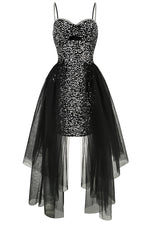 Strappy Sequin Mesh A-Line Dress
