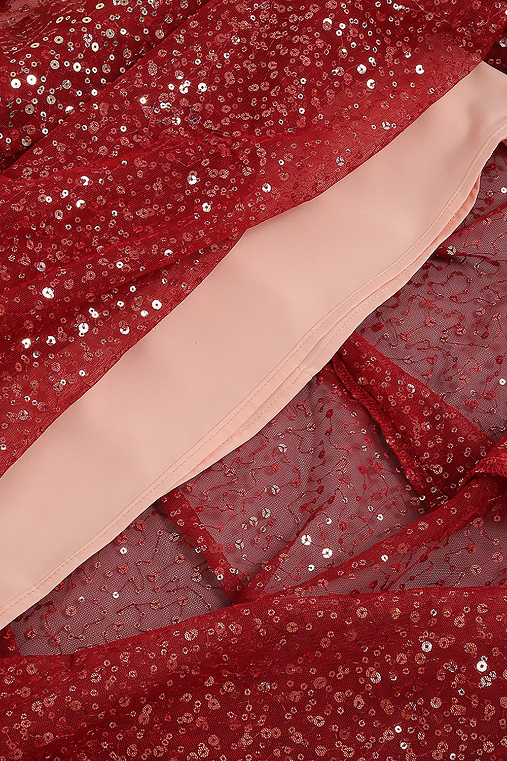 Robe trapèze en maille perlée à sequins et à bretelles en rouge