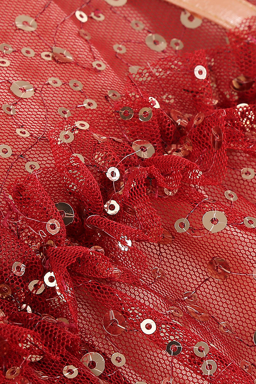 Robe trapèze en maille perlée à sequins et à bretelles en rouge