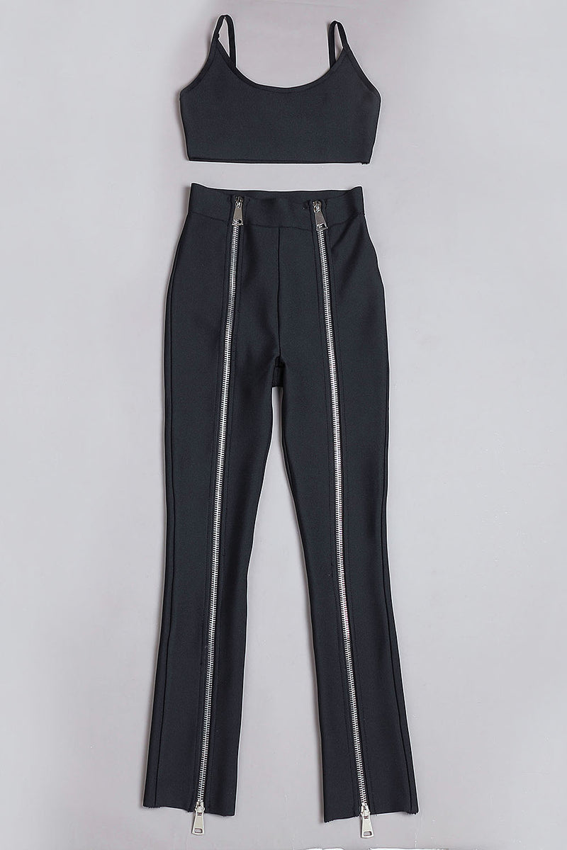 Strappy Top And Zip High Waisted Stirrup Trousers