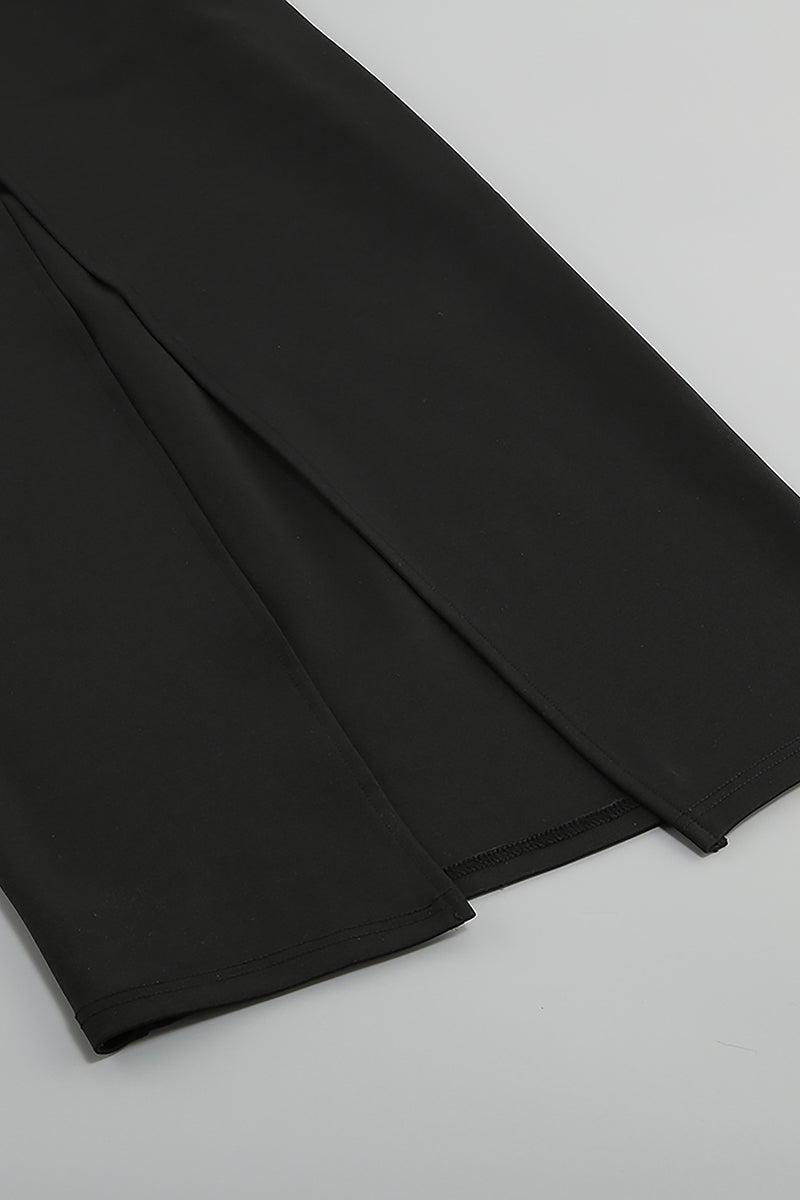 Two-Tone Cutout Puff Sleeve Backless Slim Midi Dress