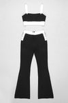 Two Pieces Strappy Sleeveless Bustiers & Long Bell-Bottoms Trousers