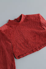 Velour Long Sleeve Short Top Long Skirt Two Piece Set