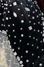 Velvet Strapless Crystal Mesh Irregular Maxi Dress