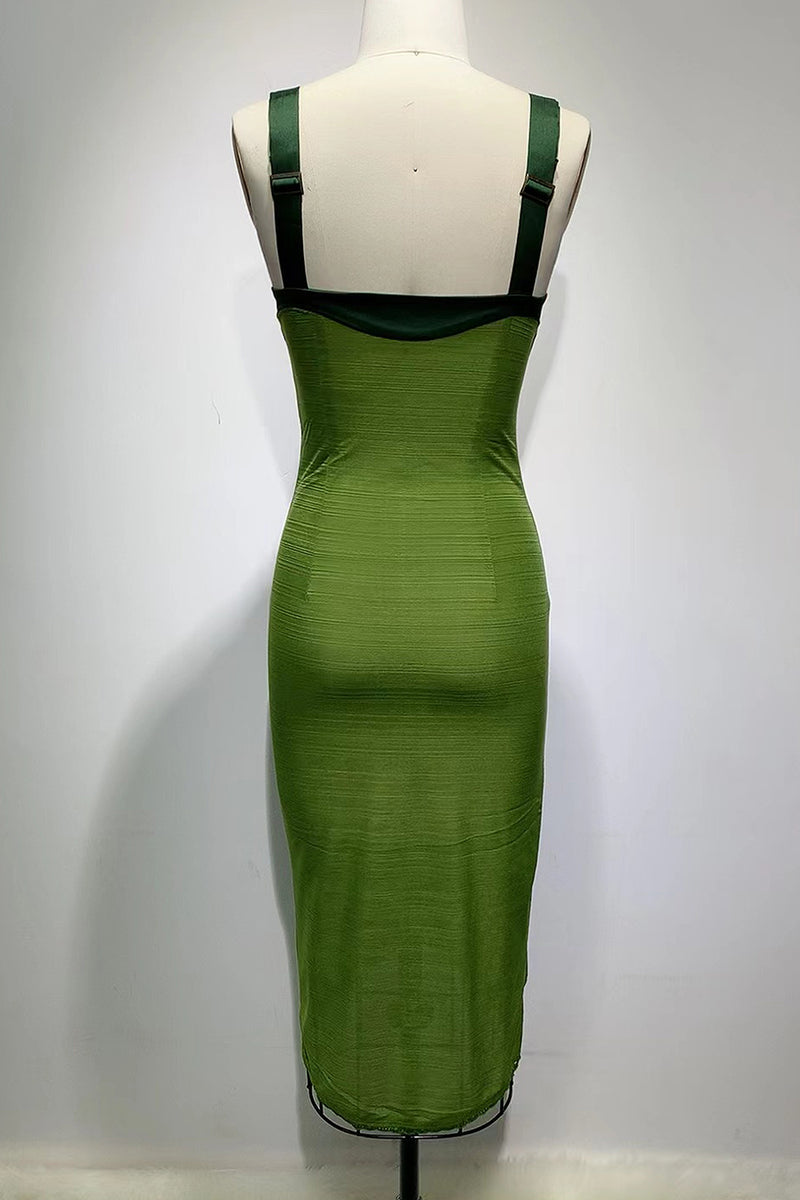 Vintage Bustier-inspired Green Dress