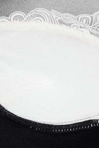 Diagonal Collar Straps Lace Patchwork Bandage Dress In White Black - Chicida