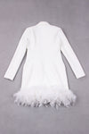White Feather V-neck Double breasted Suits Dress