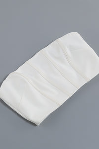 White Off the Shoulder Crop Top Beaded Tassel Skirt - Chicida