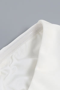 White Off the Shoulder Crop Top Beaded Tassel Skirt - Chicida