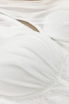 White One-Shoulder Mesh Pleated Mini Dress - Chicida