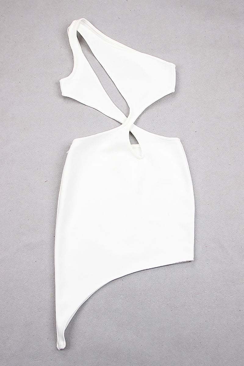 One Shoulder Sleeveless Mini Bandage Dress In Black White