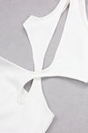 One Shoulder Sleeveless Mini Bandage Dress In Black White - Chicida