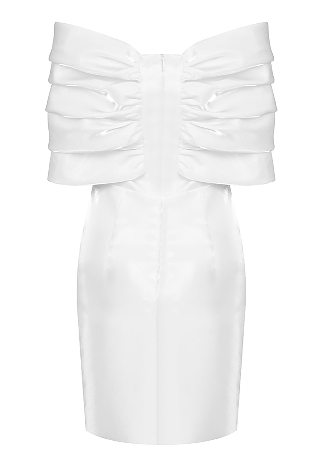 Satin Bow Off Shoulder Mini Dress In White Black - Chicida