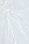White Square Collar Puff Short Sleeve Pleated Mini Dress - Chicida