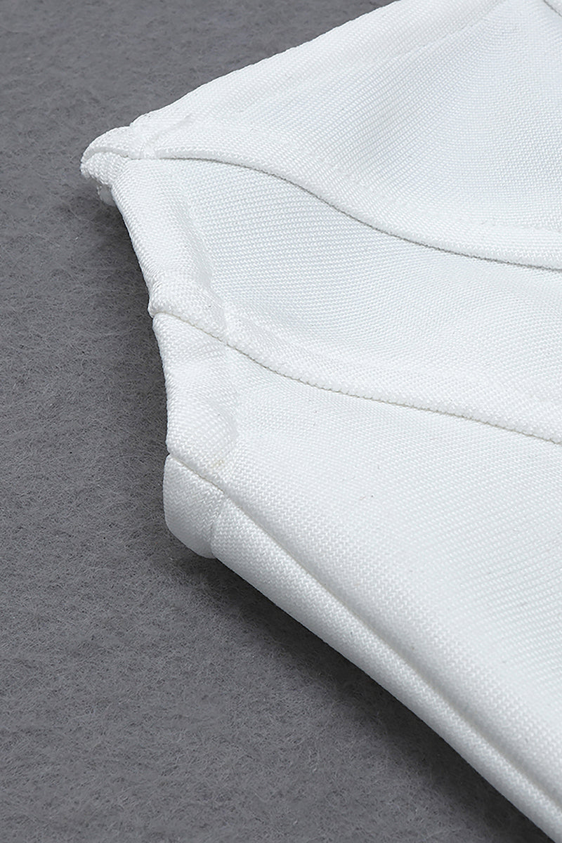 White Strapless Belt Mini Bandage Dress - Chicida