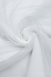 White Strapless Two-Piece Bandage Mesh Draped Dress - Chicida