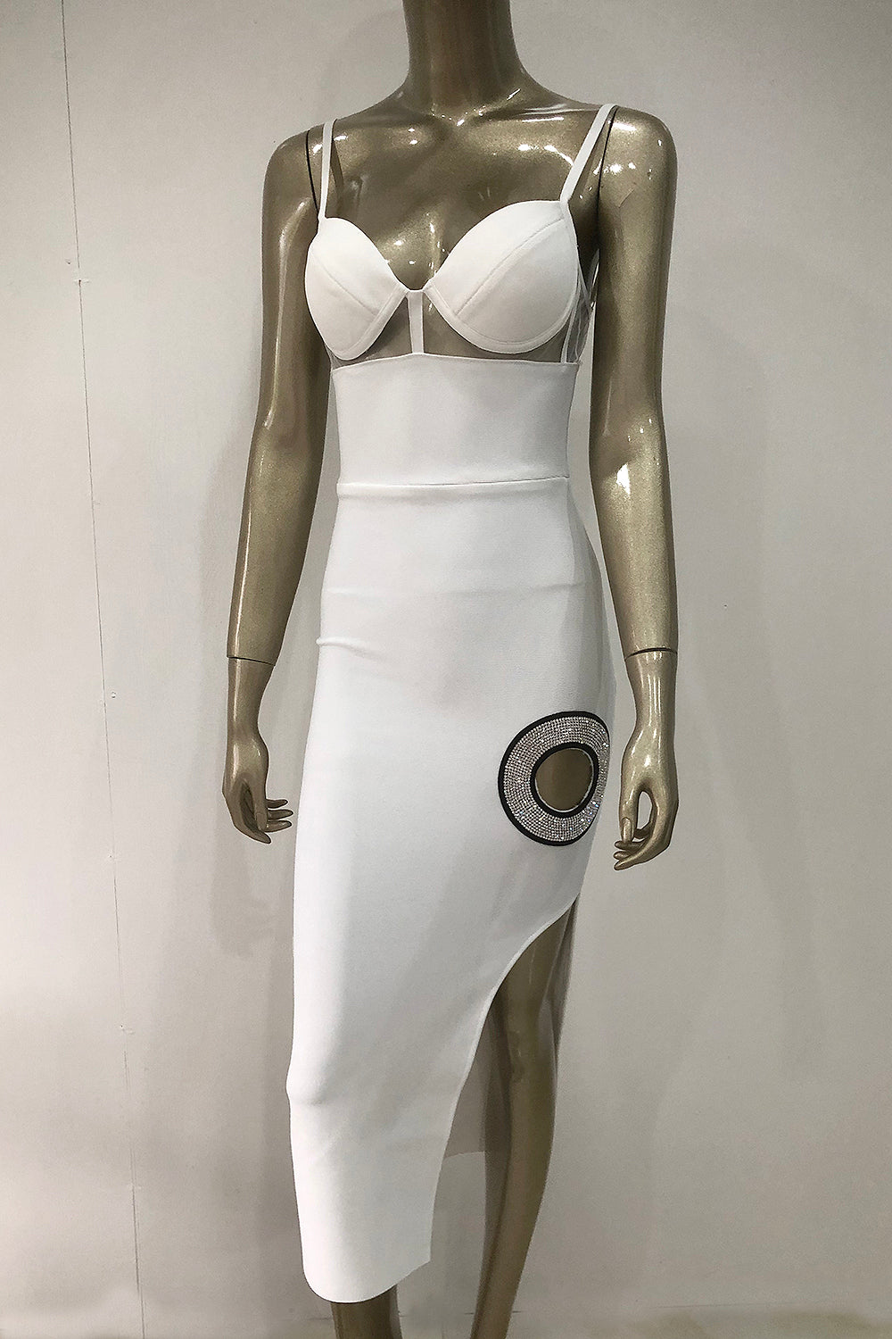 White Strappy Halter Lace-up Split Dress – Chicida