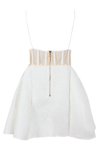 Mini-robe trapèze en maille à bretelles et col en V, noir et blanc