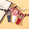 Women Butterfly Embroidery Mesh Thongs Adjustable G-Strings Panties