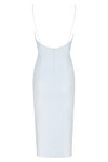 White Strappy Deep V Midi Bandage dress - CHICIDA