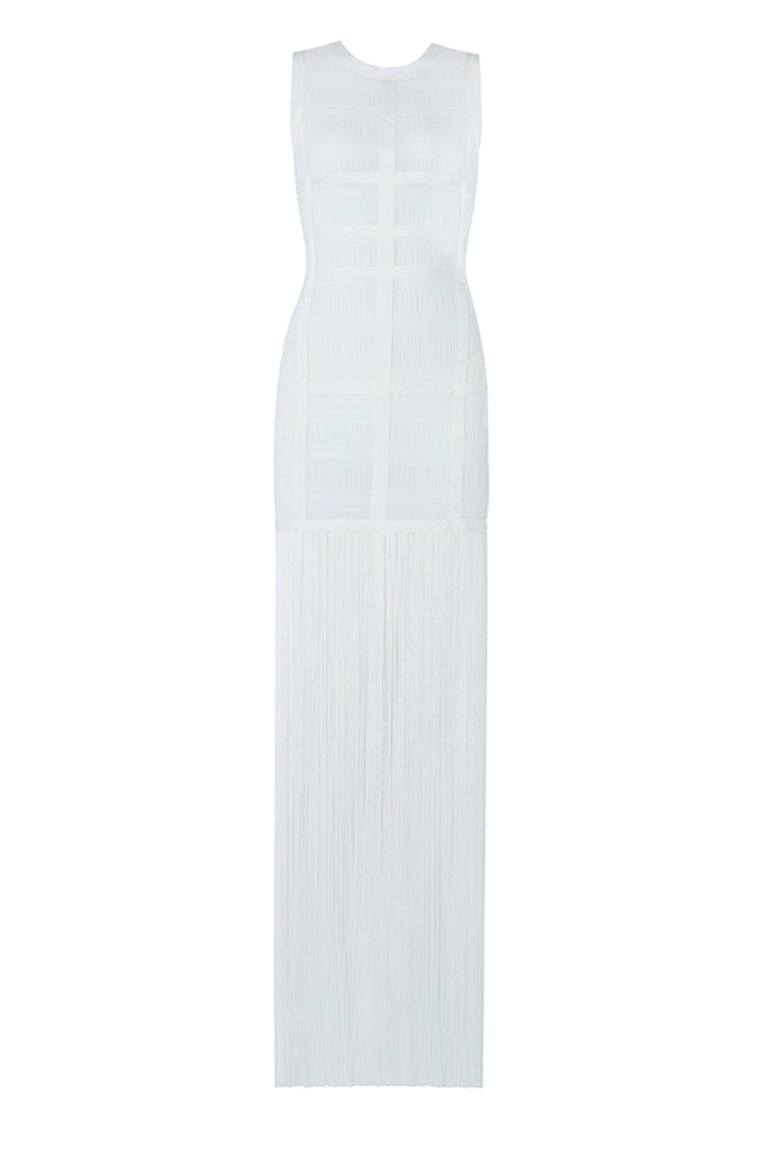 Length Tassel Lace White Bodycon Sheath Dress - CHICIDA