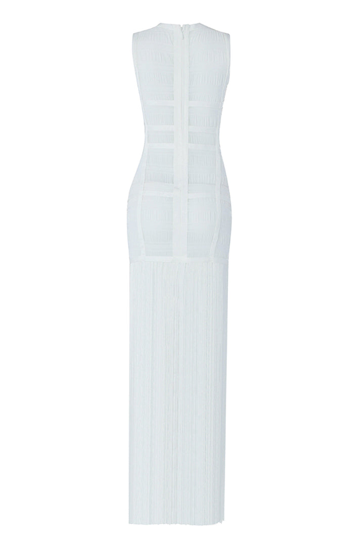 Length Tassel Lace White Bodycon Sheath Dress - CHICIDA