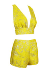 Sequin Crop Top And Shorts Two Piece In Yellow Blue