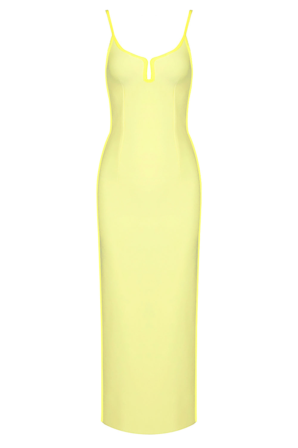 Spaghetti Strap Midi Bandage Dress In Yellow Black - Chicida