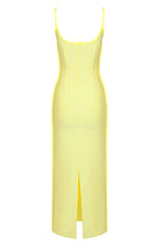 Spaghetti Strap Midi Bandage Dress In Yellow Black