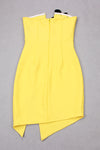 Strapless Crystal Flower Mini Bandage Dress In Yellow Back