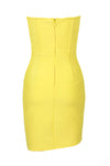 Strapless Crystal Flower Mini Bandage Dress In Yellow Back