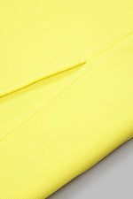 Yellow Strappy V Neck Mid-Calf Bandage Dress