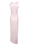 Glam with Edgy Skintight Latex Gown In White Pink